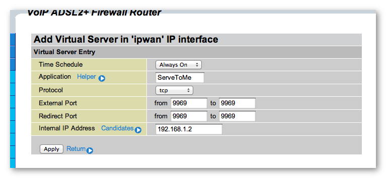 servetome port forwarding